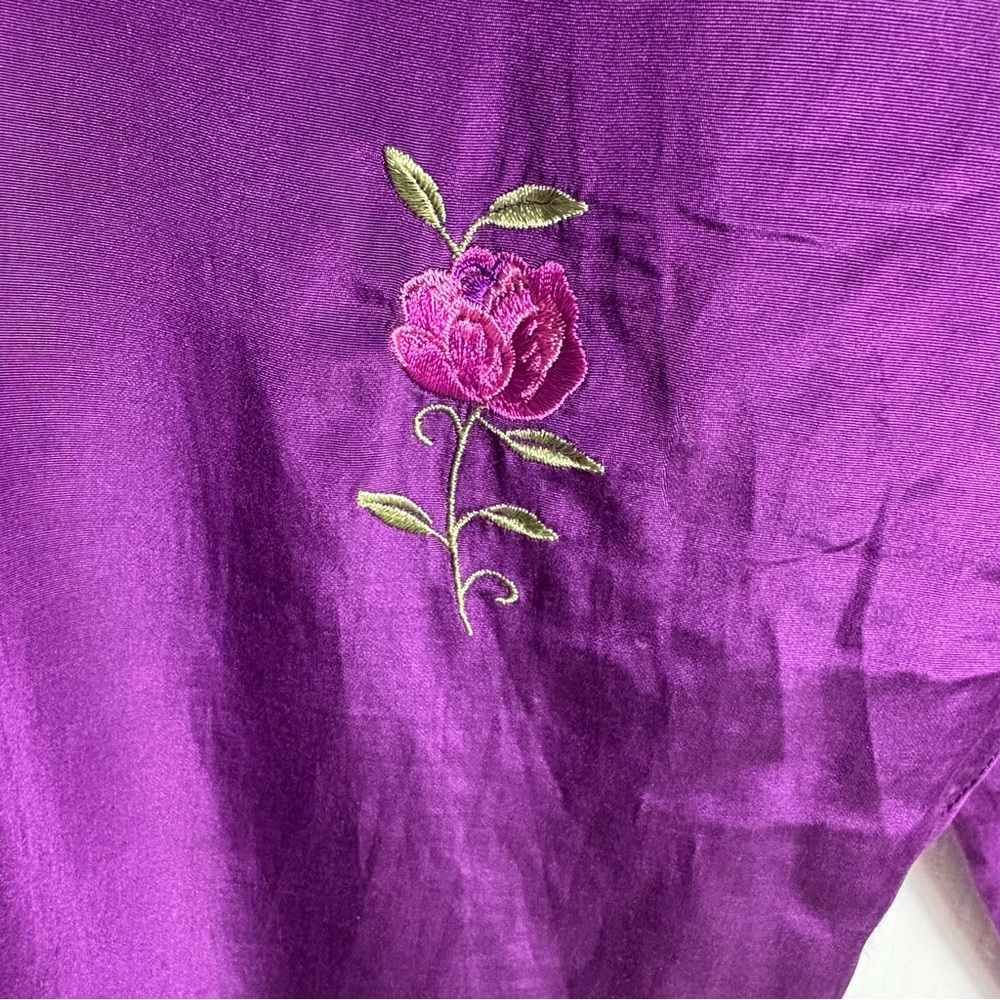 ALLISON WOODS VINTAGE/Y2K Floral Embroidery Floral Silk Blend Pants Size 12 - Picture 8 of 10